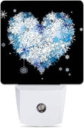Winter Art Hearts Dusk to Dawn Night Light, Auto Sensor Lamp Home Indoor Stairway Kitchen Corridor, Night Lights Plug into Wall Decor, Boys Girls Women Men Room Gifts