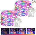 btfarm 2 Pack Fairy Lights Battery Operated with Timer, 16.4 FT 50 LED Silver Wire Twinkle String Lights 8 Modes Dimmable Waterproof for Indoor Christmas Bedroom Wedding Decorations, Multicolor