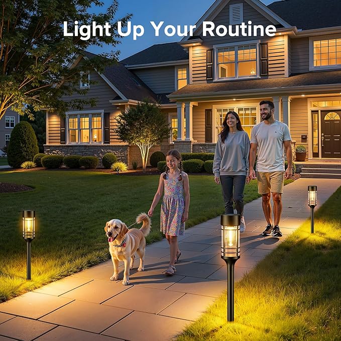 LETMY Solar Pathway Lights Outdoor, 6 Pack Solar Lights Outdoor Waterproof IP65, Bright Solar Garden Lights Outdoor, Auto On/Off Outdoor Solar Lights for Yard Walkway Driveway Landscape Garden Decor