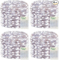 4 Pack 240LED Christmas Cool White Fairy Lights Battery Operated - 20FT Twinkle Lights with 2 Lighting Modes Indoor Outdoor, Waterproof Led Fairy String Lights for Bedroom, Classroom, Dorm, DIY Decor