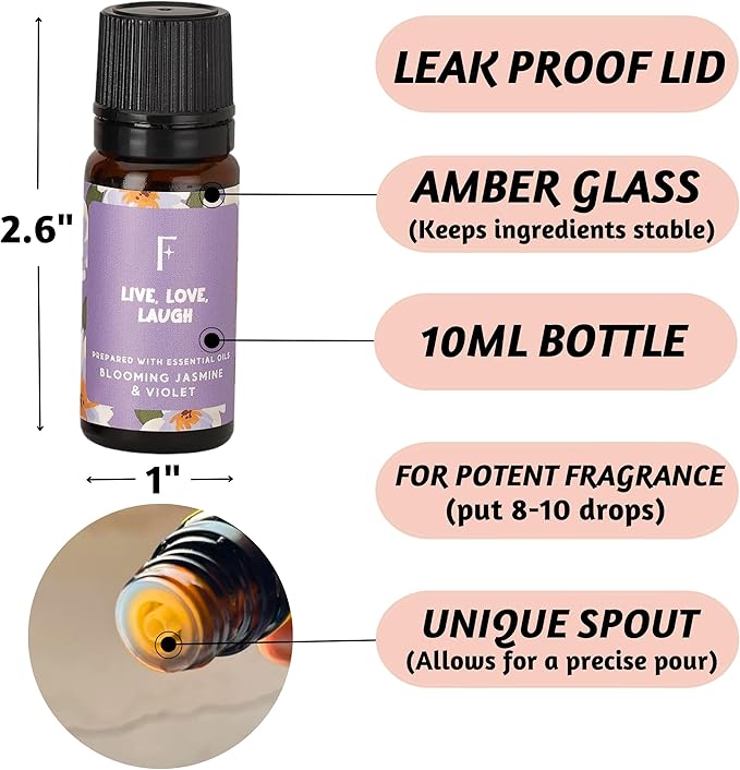 Folkulture Floral Essential Oils Set | 6 Fragrance Oils Set for Diffusers | Rose, Jasmine & Patchouli | You’re So Loved Aromatherapy Gift Set for Her | Relaxing Home Scents