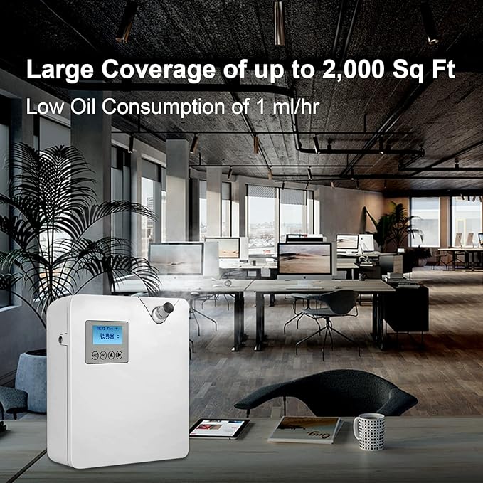 Scent Air Machine for Home, Smart Professional Waterless Aromatherapy Essential Oil Diffuser 300ml, HVAC Diffuser for Essential Oils for Large Room, Office, Spa, Business, White