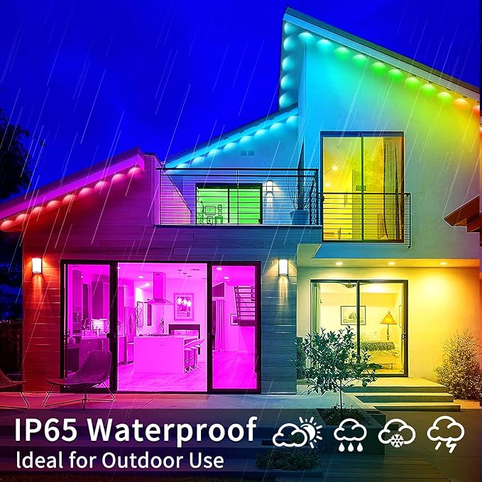 Permanent Outdoor Lights 400ft Smart Outside RGB LED Christmas Light, App Control Remote IP67 Waterproof Eternity Eaves Lighting for Halloween，House，Patio Decor ，Garden Decor, Decorations