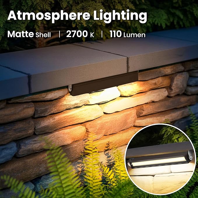 Retaining Wall Lights, 7 Inch LED Hardscape Lighting Waterproof, 12V Low Voltage Landscape Lighting, Outdoor Step Lights for Patio Stairs Deck 2700K, 270° Rotate, 16 Pack