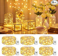 btfarm 6 Pack LED Fairy Lights Battery Operated 3 Modes, 7ft 20 Led Twinkle String Lights Waterproof, Mini Silver Wire Firefly Starry Moon Lights for DIY Christmas Mason jars Wedding Table Centerpiece