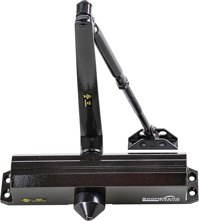 Boomerang Medium/Heavy Duty Automatic Commercial Door Closer - D4016 Surface Mounted, Grade 1- ADA & UL 3 Hour Fire Rated, Adjustable Size 1-6 for Entry & Aluminum Storefronts, Dark Bronze (US10B)