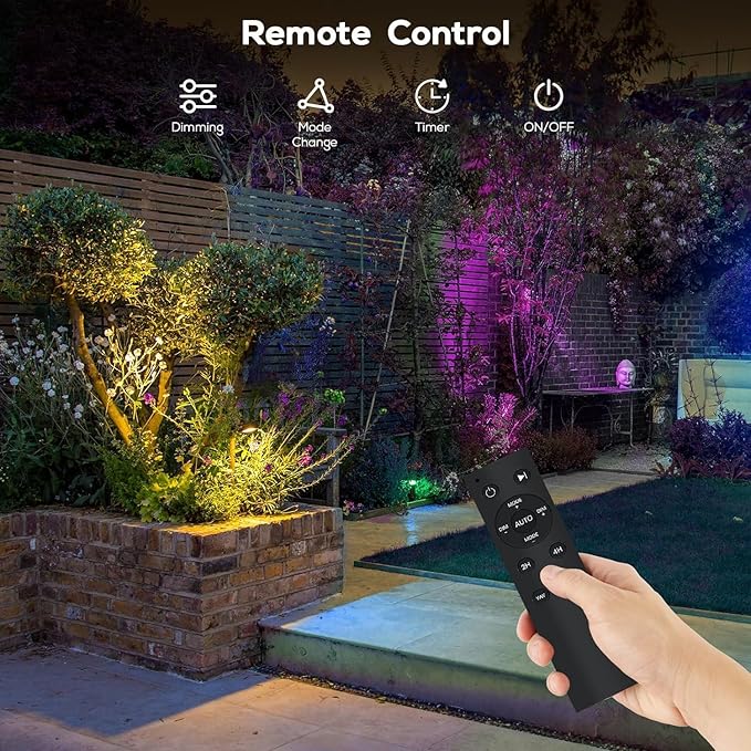 ZYAN APP Control Die-Cast Aluminum RGB Landscape Spotlights with Remote Control, Color Changing Music Sync Timer Alexa Compatible, Outdoor IP65 Waterproof for Patio Garden Yard Pathway, 8 Pack