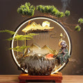 LED Halo Reflux I, Ceramic Zen Ornament with Rain Curtain Flowing Water Waterfall I Sitting, Suitable for Home Office Yoga Meditation Use