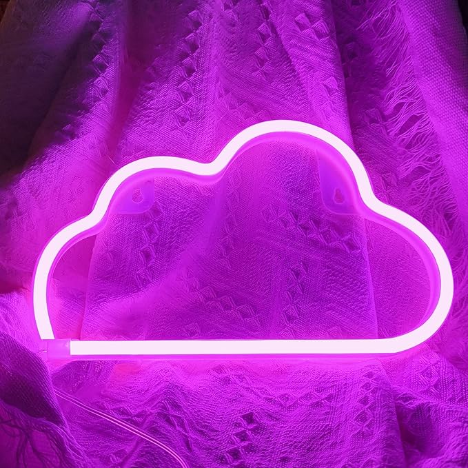 Cloud Neon Sign Pink Cloud Light Sign for Wall Decor,Battery or USB Powered Clouds Shaped LED Sign Decoration Lights for Bedroom Aesthetic Teen Girl Kid Room Christmas Birthday Wedding Party