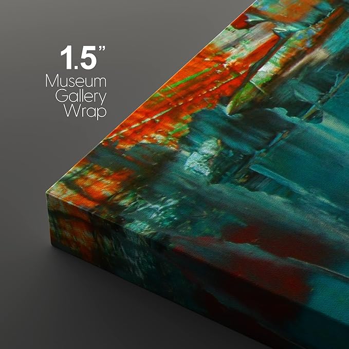 wall26 Canvas Print Wall Art Set Thick Teal, Tan & Orange Paint Color Field Abstract Shapes Illustrations Modern Art Chic Colorful Multicolor Ultra for Living Room, Bedroom, Office - 16"x24"x3