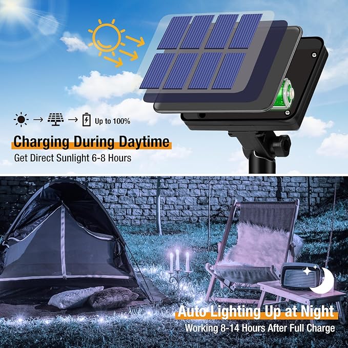 btfarm Solar String Lights for Outside - 80LED 33FT Solar Fairy Lights Outdoor Waterproof 8 Modes, Copper Wire Solar Powered Twinkle Lights for Tree Garden Christmas Wedding Party Decor, Cool White