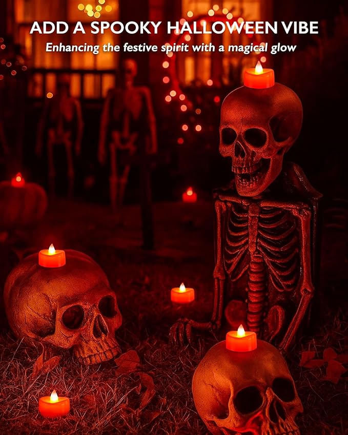 BEICHI Flameless Candles, Tea Lights Battery Operated, No Flickering Votive Candles LED Tea Lights for Halloween Christmas Wedding Home Decor (50 Pack, Red)