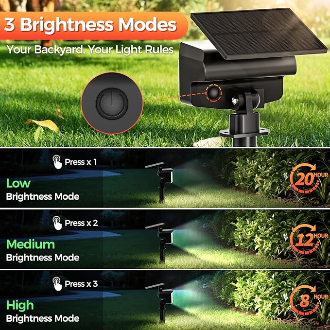 Large Solar Spot Lights Outdoor Waterproof IP67, 1000 Lumens High Brightness, 92 LEDs Solar Spotlight with 3 Lighting Modes, Dusk to Dawn Solar Landscape Lights for Yard, Garden (Cool White)- 8 Pack