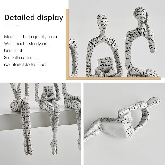 XINXUAN Letter - White Statue Home Decor - Modern Bookshelf & Desk Decor - 3 Piece Set