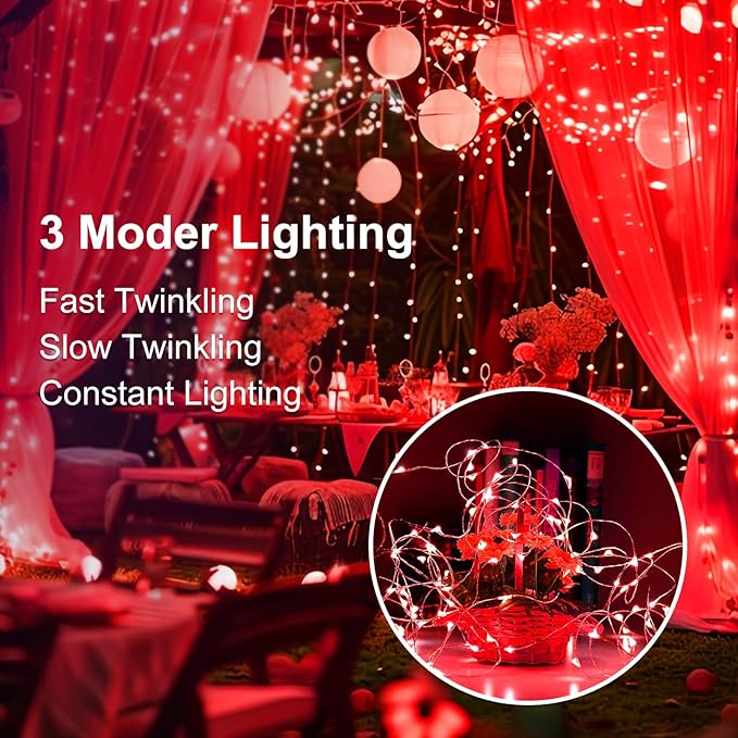 24Pack Fairy Lights Battery Operated, 7ft 20 LED 3 Modes Speed Twinkle Mini String Lights Waterproof Silver Wire Firefly Starry Lights for Mason Jars Wedding Party Christmas Decorations