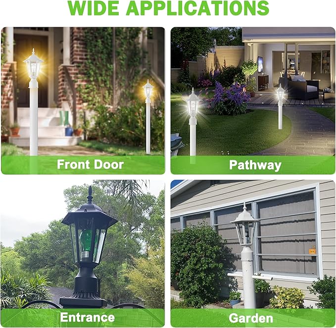 Outdoor Post Light, Pole Lantern, Waterproof Die-Cast Aluminum Pole Light Fixture with Glass, Exterior Post Lamp for Garden Yard Patio Pathway, Matte White, 1-Pack