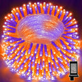 LAMPHOME 33ft Halloween Decorative Mini Lights, 100 LED Transparent Wire Fairy Starry String Lights Plug in, 16 Lighting Modes, for Halloween Decoration Outdoor Party Decoration (Orange and Purple)