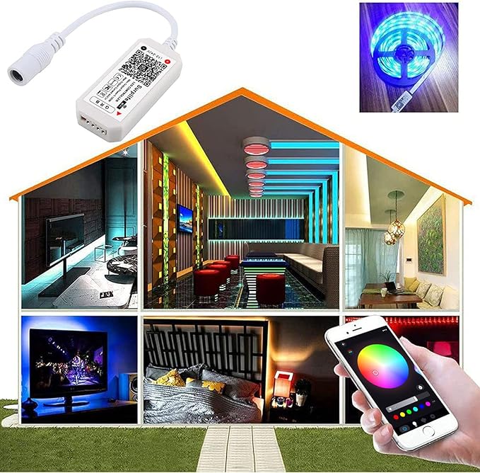 RGBZONE 4 Pin WiFi RGB LED Controller, RF Wireless Remote Control, DC 5V/12V/24V for 5050 3528 5630 RGB LED Strip Lights, Compatible with Alexa Google Home IFTTT