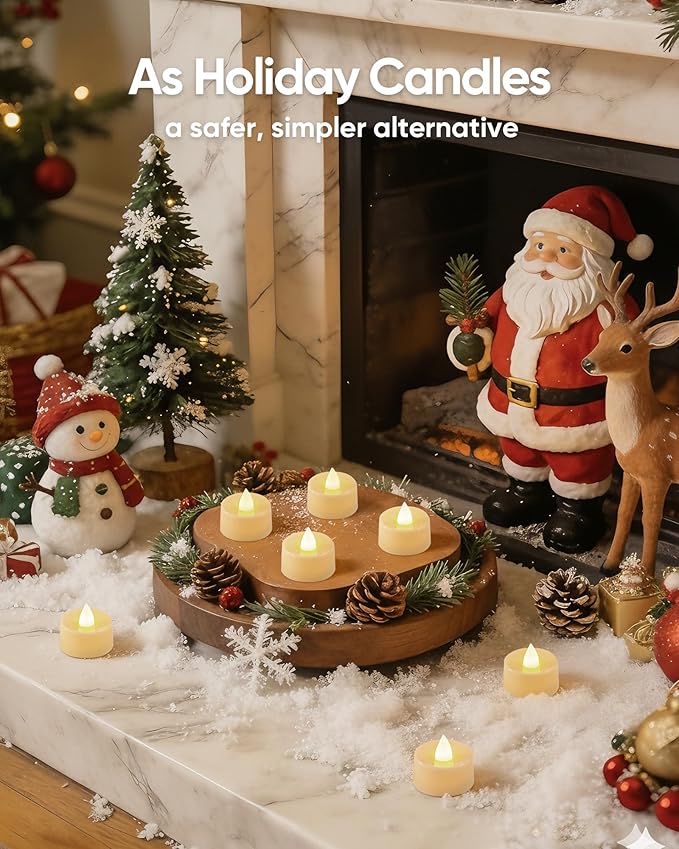 Amagic 50 Pcs Flickering Flameless Tea Lights Battery Operated, 200+ Hours Long Lasting Electric Candle for Wedding Table Centerpiece, Home Decor, Gift, Holiday Decor