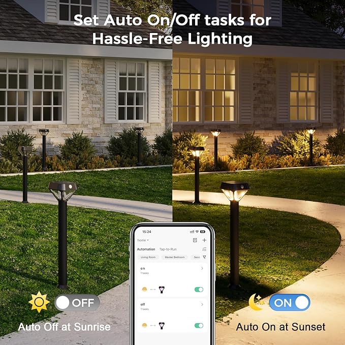 XMCOSY+ Smart Solar Lights Outdoor with Motion Sensor, 150LM APP Control RGBCW Color Changing Solar Garden Lights for Yard Pathway Landscape, Compatible with Alexa, Waterproof, 6 Pack