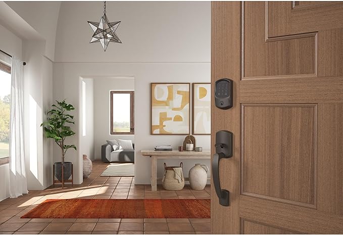 Schlage Encode Smart Wi-Fi Deadbolt Lock with Touchscreen Keypad, Keyless Front Door Entry, App Control, Alexa, Google Home and Airbnb Compatible, Aged Bronze, BE489WB GRW 716