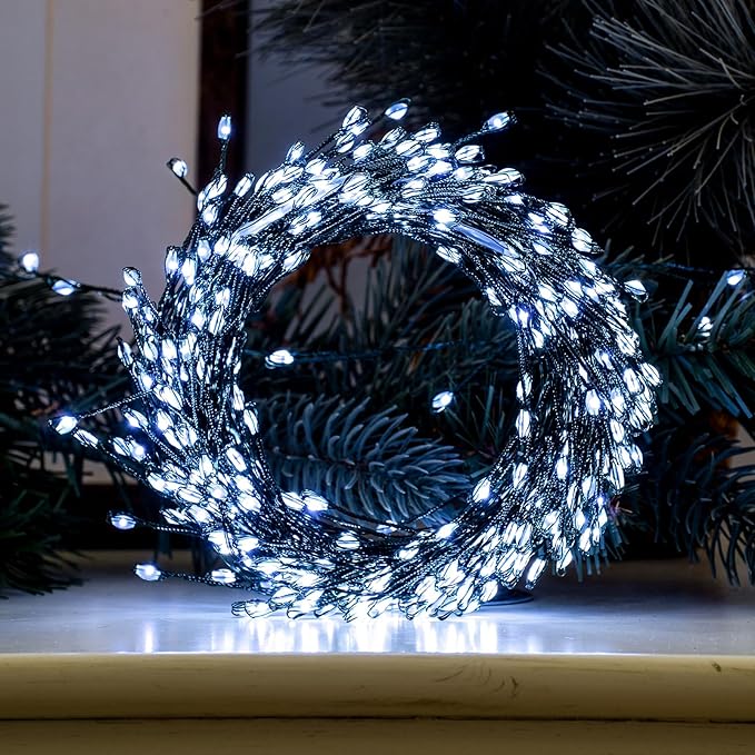 Firecracker Fairy Lights,20FT 200Leds Waterproof Twinkle Lights Plug in,8 Modes Remote String Light for Indoor Outdoor Christmas Wedding Birthday Patio Garden Decor,Green Wire,Cool White