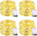 JMEXSUSS 4 Pack 50 LED Fairy Lights Battery Operated, 16ft Warm White Twinkle Lights Indoor Outdoor, Battery Powered Fairy String Lights for Bedroom Classroom Dorm Wedding Party DIY Decoration
