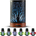 Oil Diffuser with Essential Oils Set – Aromatherapy Diffuser 150ml with 6 Essential Oils Set, Diffuser for Essential Oils, Auto Off Protection 7 Colors Night Light Gifts for Mom(Diffuser & Oils Set)