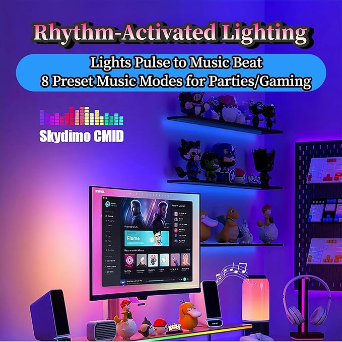 24 Inch Monitor Backlight - Reactive LED Strip for PC and Mac - Screen Color and Music Sync Gaming Lights - Software Control Ambient Lighting for Desktop Setup - USB Powered (24 inch)