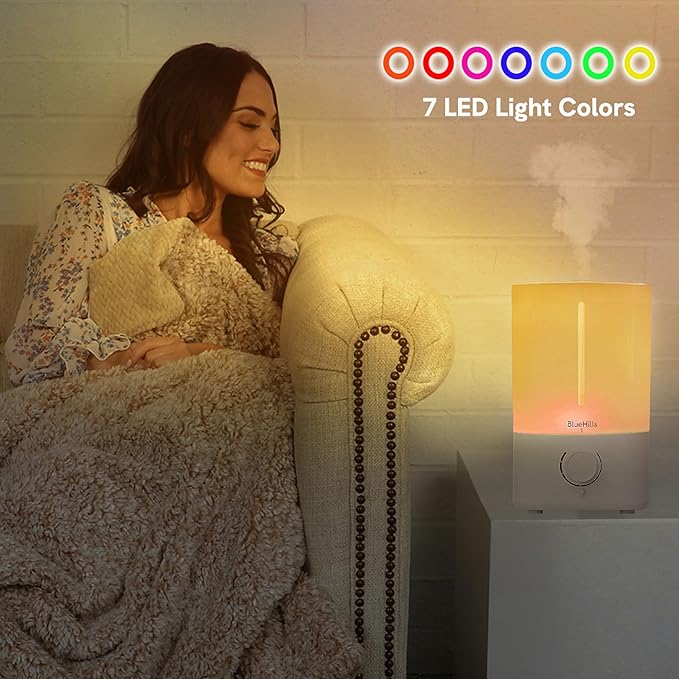 BlueHills Premium Set of Two Large 5000 ML XL and 3000 ML Essential Oil Diffusers Humidifier Combo for Large Room Home with Décor LED Lights Great Gift – Value Pack of White and Dark Wood Grain