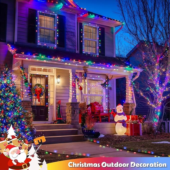 JMEXSUSS 168FT 600 LED Christmas Decor String Lights - 8 Modes Multicolor Christmas Lights Outdoor/Indoor Waterproof Plug-in Party Holiday Xmas Decorationsons