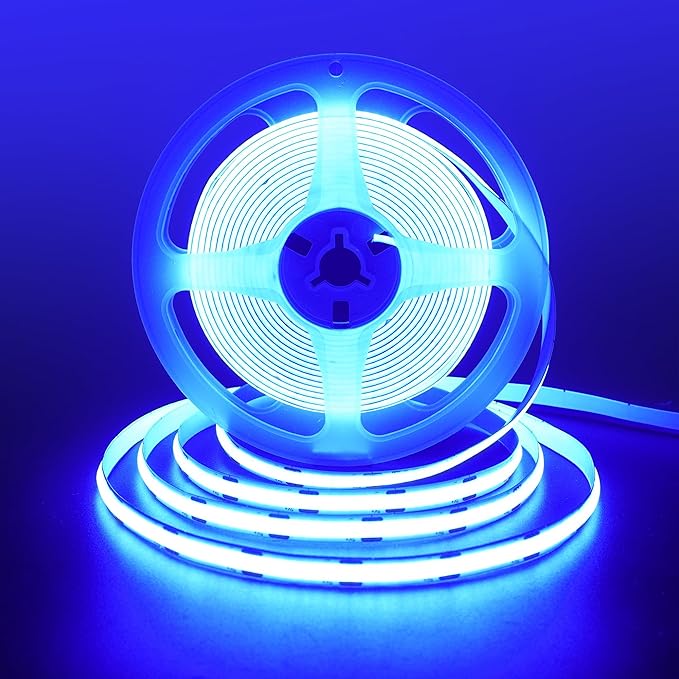 5V USB COB LED Strip Lights,6.56FT/2M,Blue,320LEDs/M,8mm Width,Not Waterproof IP20,1M USB Cable,Flexible LED Tape Light for DIY Home Indoor Decoration