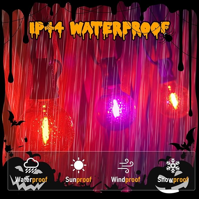 25FT G40 LED Outdoor Halloween String Lights, Orange and Purple Halloween Decorations Lights with 27 Shatterproof Globe Bulbs(2 Spare), Hanging Patio Lights for Holiday Balcony Backyard Party Garden