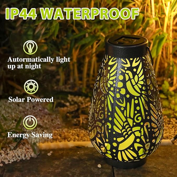 Afirst Solar Lanterns Outdoor, Hanging Solar Lights Waterproof Decorative Lanterns for Yard, Patio, Lawn, Tabletop, Pathway, Landscape, Garden Decor Gifts