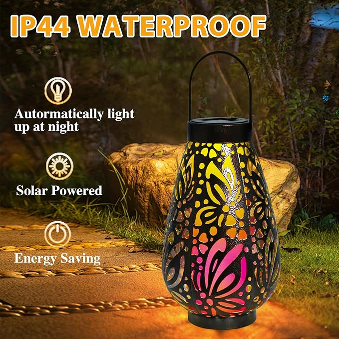 Afirst Solar Lanterns Outdoor, Hanging Solar Lights Waterproof Decorative Lanterns for Yard, Patio, Lawn, Tabletop, Pathway, Landscape, Garden Decor Gifts