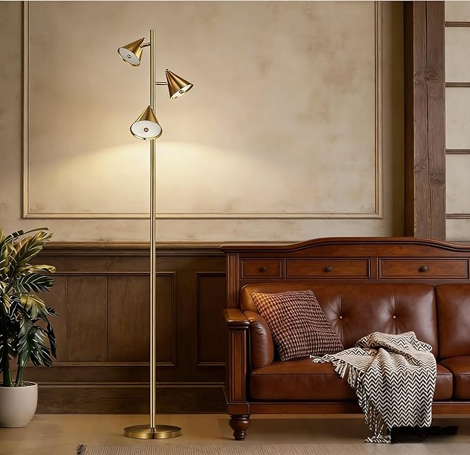 Tree Floor Lamp with Remote, Dimmable 3 Rotatable LED Lights, 5 Color Temps (2700K-6500K), Works with Smart Plugs, 63" Modern Standing Lamp for Living Room, Bedroom, Office – Bronze