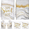 Bencailor 6 Pcs Marble Kitchen Decor Gold Pot Holders Oven Mitts 2 Dish Towels 2 Farmhouse Cooking Mittens Oven Glove and Potholder for Baking Cooking Grilling Supply Accessories(White)