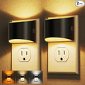 DORESshop LED Night Light[2 Pack], Night Lights Plug into Wall, Plug in Night Light with 3 Color Temperatures, Dusk to Dawn Sensor, Nightlights for Adults, Bedroom, Bathroom, Hallway, Black