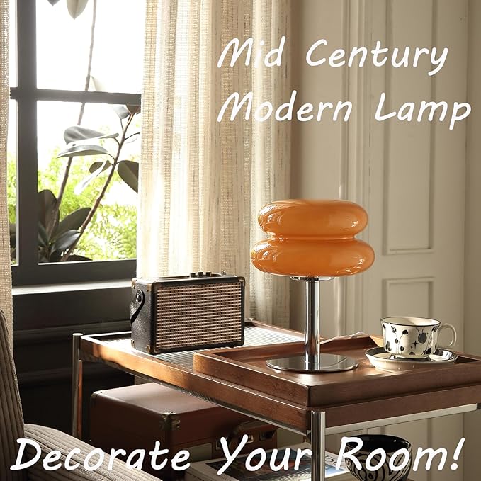 Mushroom Lamp Table Lamp for Night Stands,Mid Century Modern Desk Lamps for Bedroom, Vintage Dimmable Bedside Small Lamps, Cute Cool Home Room Aesthetic Decor for Living Room (Copper)