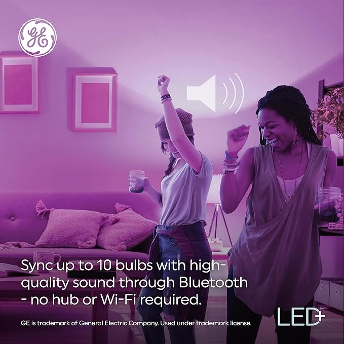 GE LED+ Color Changing Speaker LED Light Bulb, BR30 Indoor Floodlight Bulb, Soft White and Multicolor (1 Pack)