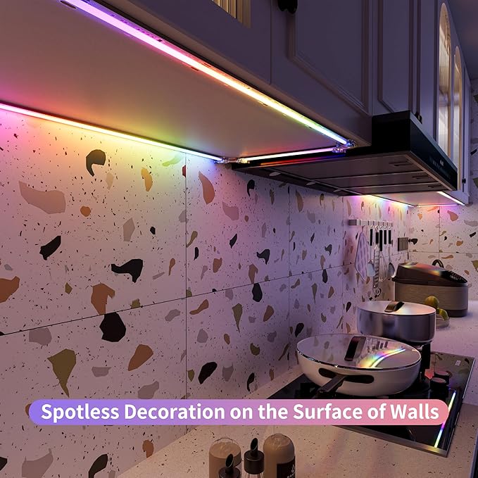 PAUTIX RGB Smart IC COB LED Strip Light,Addressable RGB COB LED Lights 16.4ft,UL-Listed 24V Color Flowing Chasing Effects Strip Lights Multicolor Flexible Color Changing Tape Light,for Bedroom,Party