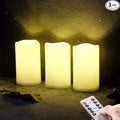 NONNO&ZGF 3 X 5'' Outdoor Waterproof Flameless Candles, 3 Pack, Warm White LED Resin Rainproof Pillar Battery Candle with Remote Control/Timer