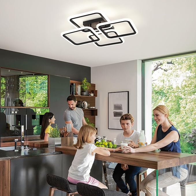 23.6inch Modern LED Ceiling Light 50W Dimmable Ceiling Lamp with Remote Control Square LED Flush Mount Ceiling Light Dining Room, Living Room, Kitchen, Bedroom, Office