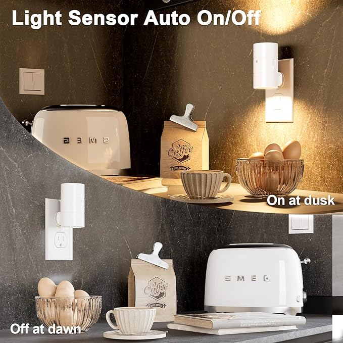 NIORSUN Night Lights Plug into Wall, Dimmable with 3 Color Modes & Auto On/Off Sensor, Ultra-Slim Nightlight for Hallway, Bathroom, Bedroom, Nursery, Kitchen (6 Pack, White)