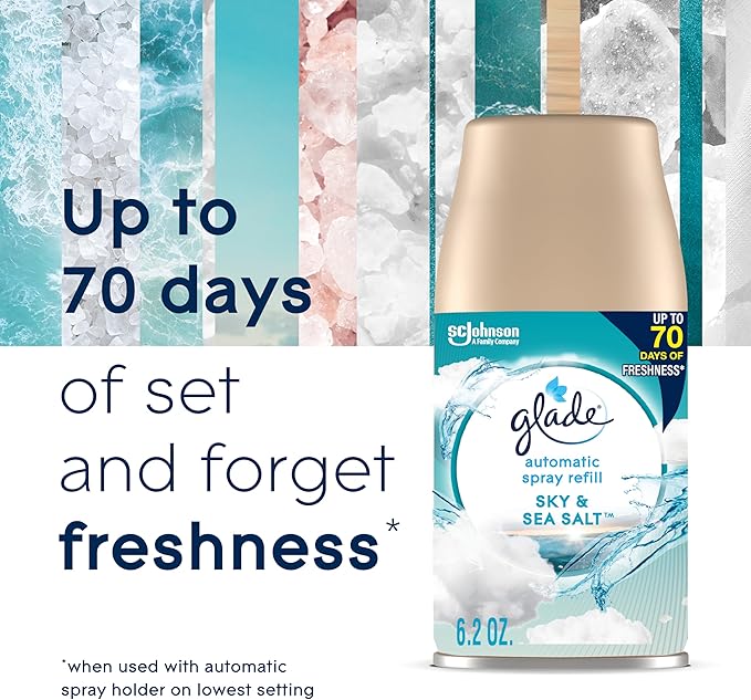 Glade Automatic Spray Refill, Air Freshener for Home and Bathroom, Sky & Sea Salt, 6.2 Oz