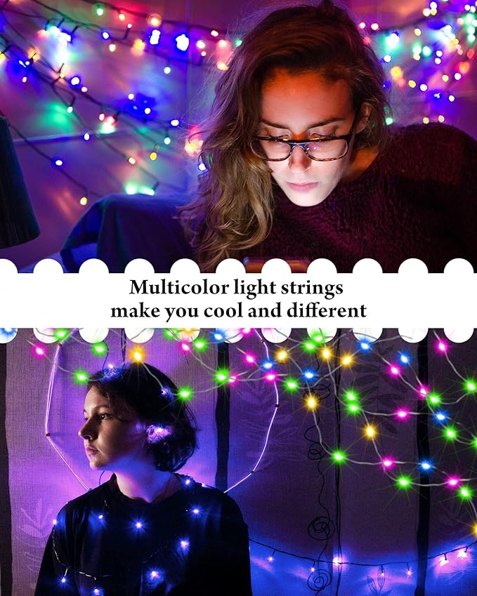 Riakrum 7ft 20 Fairy Lights Battery Operated [3 Styles], LED String Lights Bulk Waterproof String for Christmas Mason Jars Wedding Engagement Party Decorations Table Centerpiece(Colorful,50 Pack)