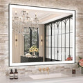 Amorho LED Bathroom Mirror, 40"x 32" Front Light and Backlit(Controlled Separately), Black Frame, Stepless Dimmable, Anti-Fog, Shatter-Proof, 3 Colors, Memory