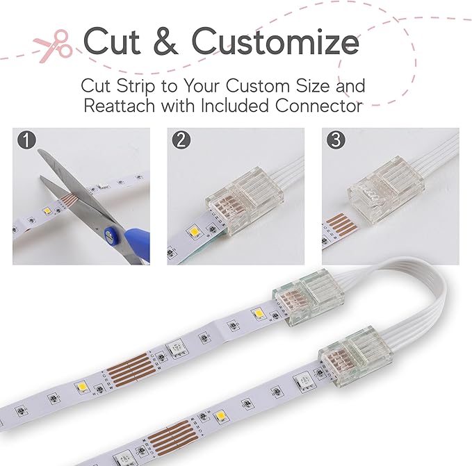 Xtreme Multicolored LED Strip Lights with Remote, 200 Foot RGBW Lights Strip with Adhesive Backing, Cut & Reconnect, Dimmable, 15 Colors, 1800 LED Lights, 4 Modes - Strobe, Flash, Fade & Smooth