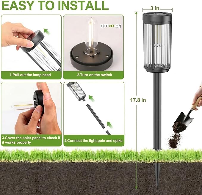 Sparkblaze 12 Pack Solar Garden Lights Outdoor, Decorative Solar Pathway Lights for Yard Auto On/Off Landscape Lighting for Walkway, Lawn, Garden, Waterproof Solar Stake Lights. (12, Cold White)