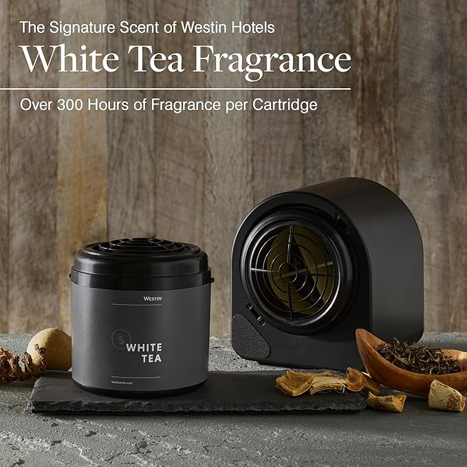 Westin White Tea Home Scent Diffuser Machine – Hotel Air Freshener with Signature White Tea Refill Cartridge – Waterless Scent Air Fragrance System for Large Rooms